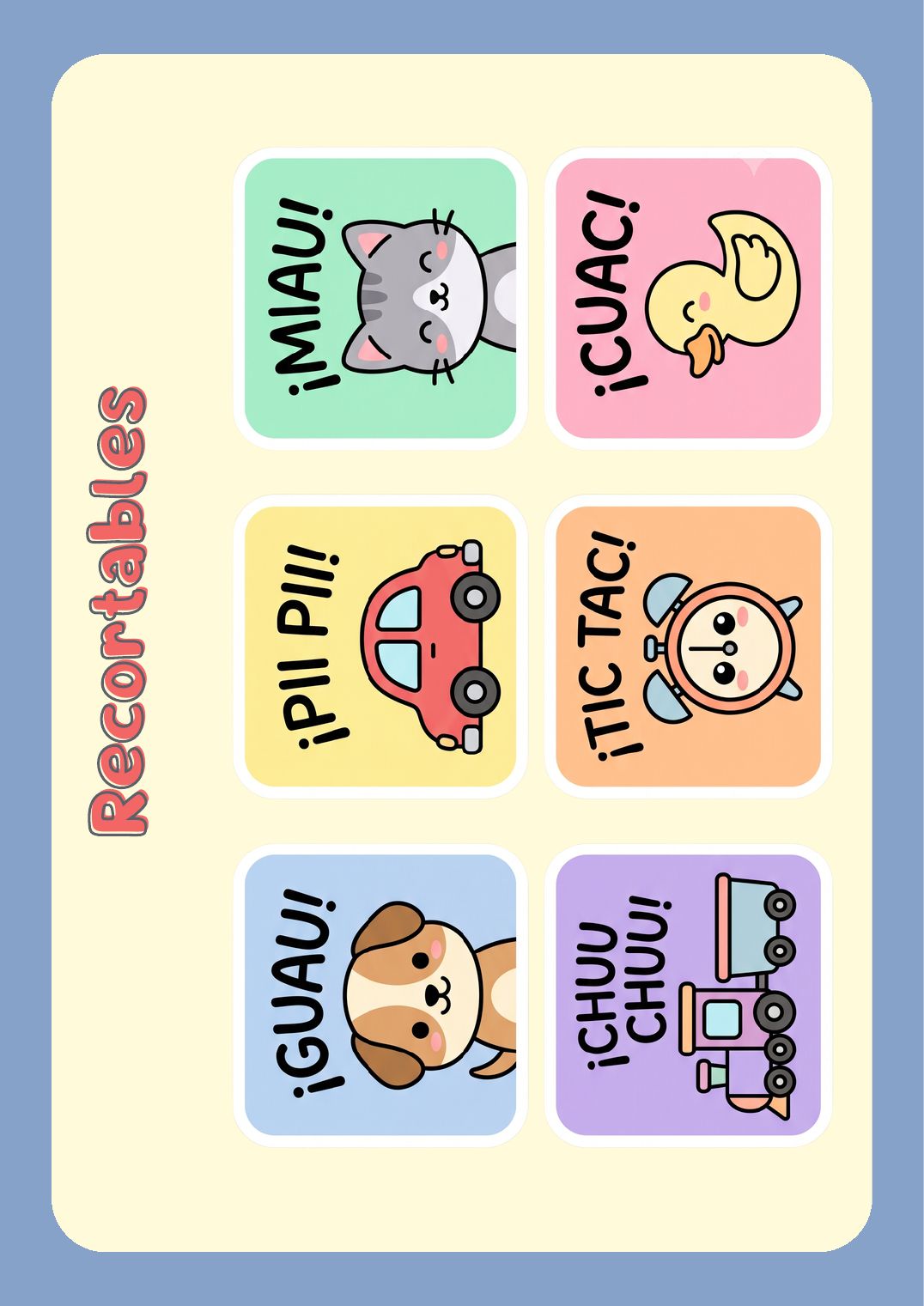 Fichas de onomatopeyas y sonidos de animales